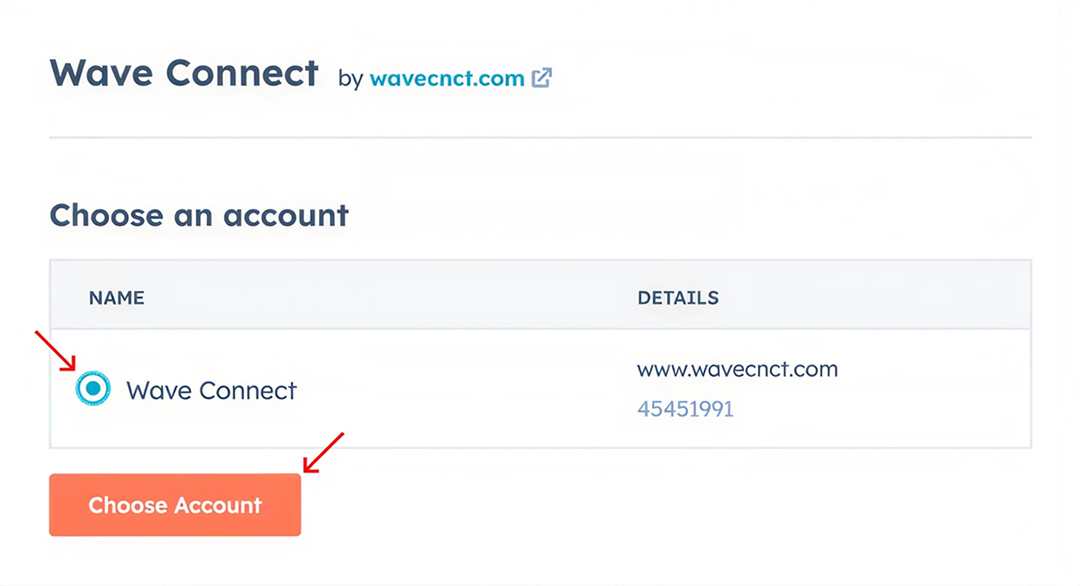 Select Desired HubSpot Account