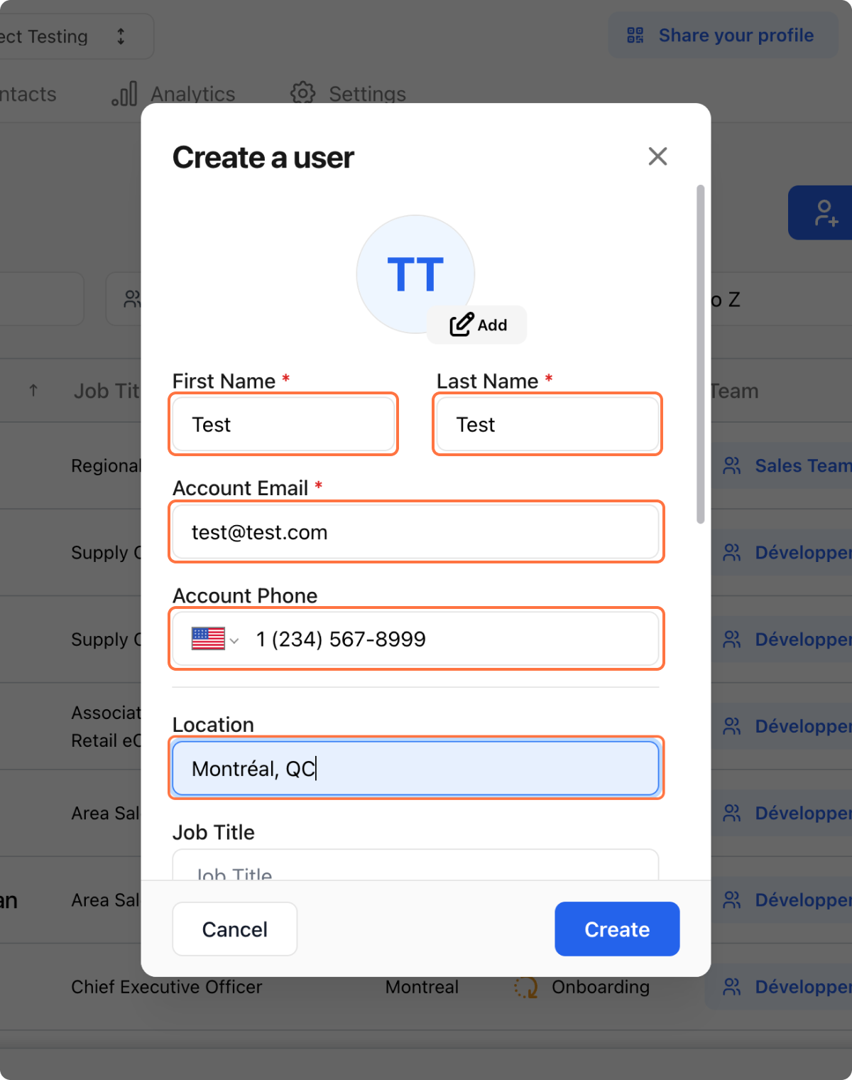Enter User Information