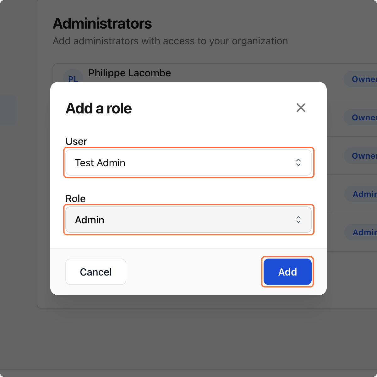 Select User to Admin
