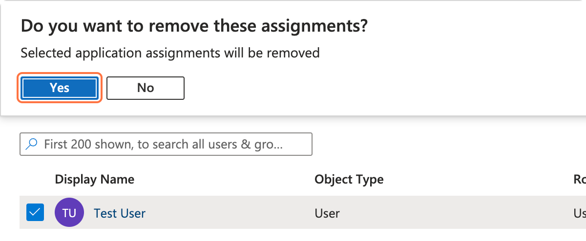 Click on Yes to Confirm Removal